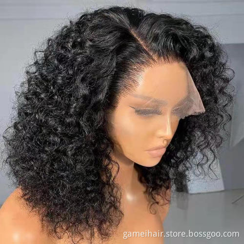 Water Wave Bob Wigs Lace Front Human Hair Wigs Waterwave 150% 180% Short Curly Bob Lace Closure Wig For Black Women